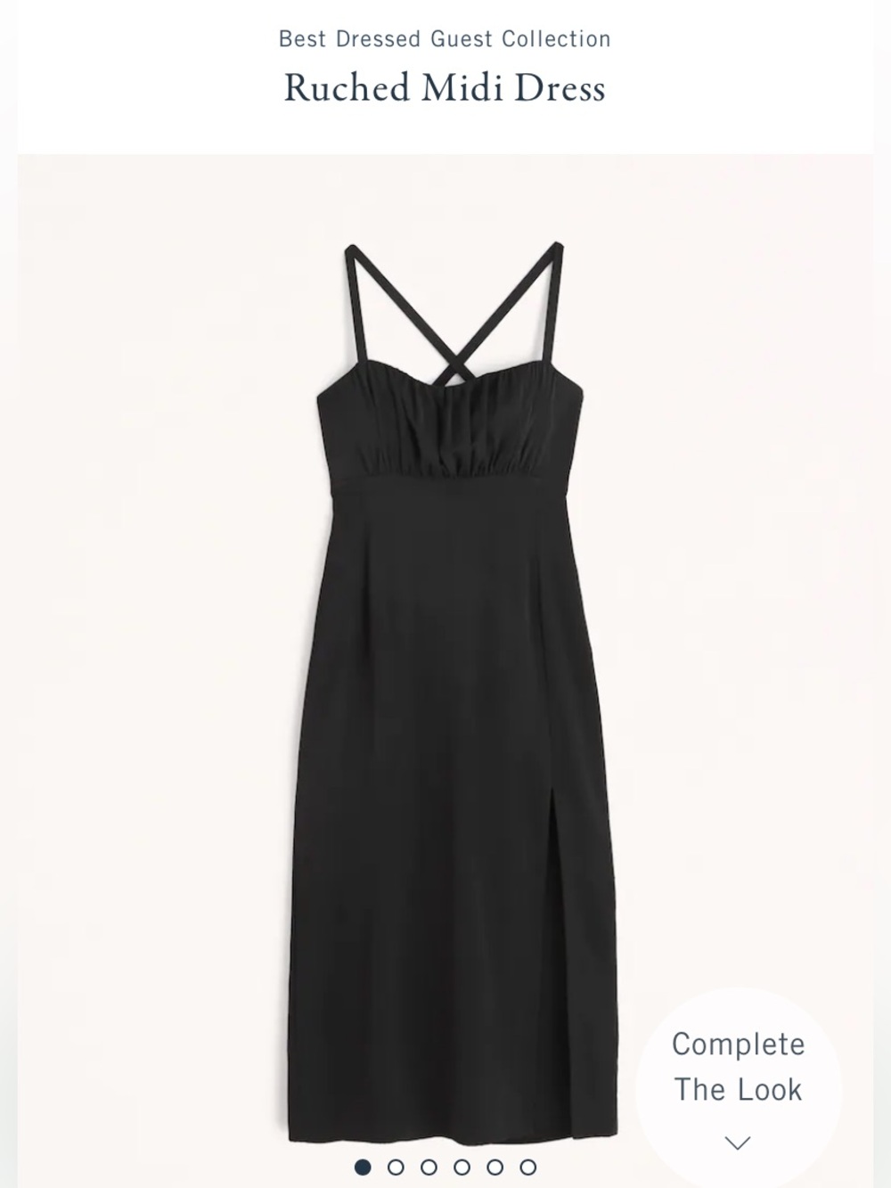 Abercrombie & Fitch Ruched Black Strappy Back Midi Dress with Side Slit - Picture 5 of 11